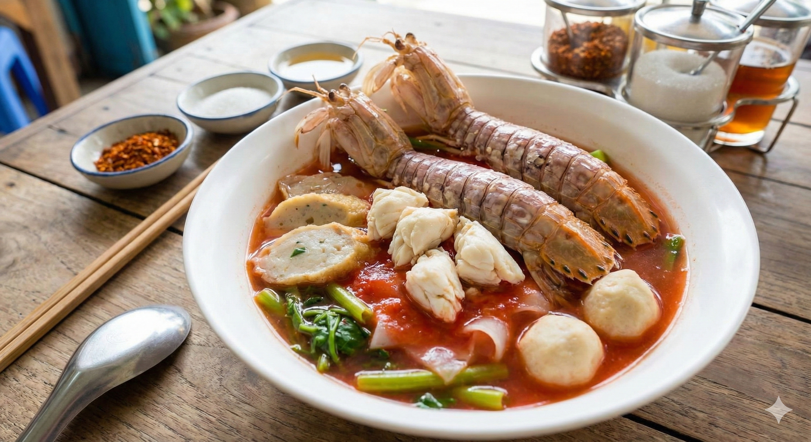 เย็นตาโฟกั้ง เจ๊เพ็ญ จันทบุรี กั้งตัวใหญ่ ปูทะเลแน่นๆ