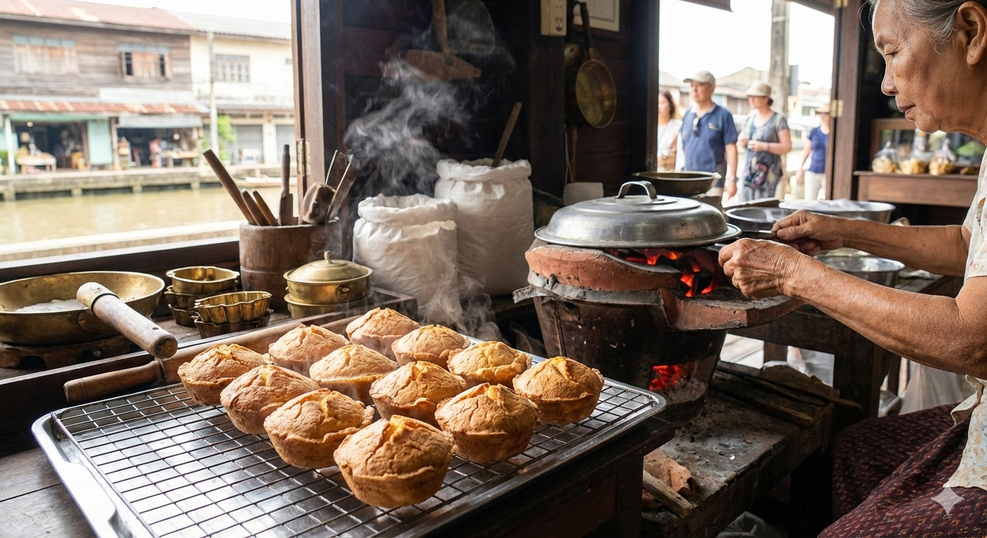 ขนมไข่ป้าไต๊ ชุมชนริมน้ำจันทบูร อบเตาถ่าน